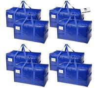 RUGGED RHINO Heavy Duty Extra Large Moving Bags, 50lb Capacity Tote, 8 Pack, Durable Water and Puncture Resistant Winter Clothes Storage Totes for Moves, Strong Carry Handles, Zippers