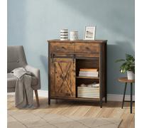 Rugged Rustics Storage Cabinet with Sliding Barn Door Large Brown Black