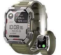 Rugged Smart Watch for Men, 2.01" TFT Screen, IP68 Waterproof, 900mAh Battery (30 Days Usage), Heart Rate, SpO2, Sleep Monitor, 100+ Sports Modes, Compass, Music, Flashlight (Green)