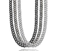 RUGGED STEEL Solid stainless steel curb chain - widths: 7/11 mm - lengths: 45/50/55/60 cm - colours: silver/black/vintage black. Black vintage (11 mm).