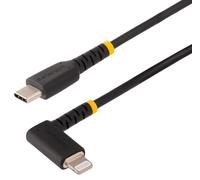 StarTech.com 3ft (1m) Durable USB-C to Lightning Cable - USB 2.0 to Right Angle Lightning Cord - Power Delivery/Charge and Sync - Apple MFi Certified iPhone Lightning Cable (RUSB2CLTMM1MR)