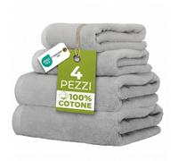 Ruggeri, 4 Towel Set, 2 Hand and 2 Guest, Cotton, Grey | 500 gsm, Dobby weave, 2 hand towels 50x100, 2 guest towels 40x50, machine washable, 100% Cotton