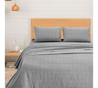 Ruggeri Bed Set - Made in Italy - 100% Pure Cotton Satin - Satin Collection (Grey Checks)