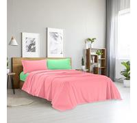 Ruggeri - Complete Double Bed Set - 100% Cotton - Good Vibes Collection (Pink and Green)
