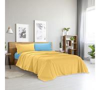 Ruggeri - Complete Double Bed Set - 100% Cotton - Good Vibes Collection (Yellow and Light Blue)