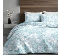 Ruggeri - Double Bed Set Cotton | 2 Pillowcases + 1 Fitted Sheet + 1 Flat Sheet - Everyday Collection (Batik Light Blue)