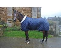 Ruggles 200g Middleweight Horse/Pony Stable Rug | Fleece Collar | Anti Rub Lining | Smart Versatile Rug for Cooler Days or for Layering (5' - 7' Navy & Chocolate Brown (5' 3", Navy)