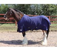 Ruggles Cotton Summer Sheet for Heavy Horse Breeds - Shire, Clydesdale, Percheron | Tail Flap | Ideal for Travel, Stable, Shows or Useful Under Rug (Navy Check, 6')
