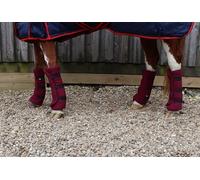 Ruggles Fleece Leg Wraps for Horses and Ponies | Ideal for Travel Stable or after Bathing/Wash Down | Set of 4 (Navy, Burgundy) (Burgundy, Cob)