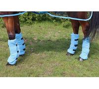 Ruggles Fleece Leg Wraps for Horses and Ponies | Ideal for Travel Stable or after Bathing/Wash Down | Set of 4 (Sky Blue, Full)