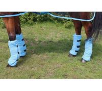 Ruggles Fleece Leg Wraps for Horses and Ponies | Ideal for Travel Stable or after Bathing/Wash Down | Set of 4 (Sky Blue, Cob)