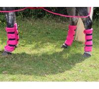 Ruggles Fleece Leg Wraps for Horses and Ponies | Ideal for Travel Stable or after Bathing/Wash Down | Set of 4 (Pink, Cob)