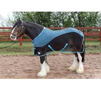 Ruggles Fleece/Mesh Cooler Rug for Heavy Horses - Shire Clydesdale Percheron etc | Ideal for Travel Stable Cooling/drying after Exercise or Bathing (Black/Sky Blue, 7')