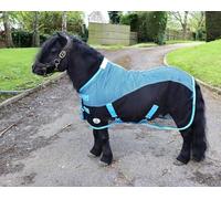Ruggles Fleece/Mesh Cooler Rug for Shetland Pony, Miniature Horse, Donkey | Ideal for Travel Stable Cooling/drying after Exercise or Bathing (Black/Sky Blue, 4')