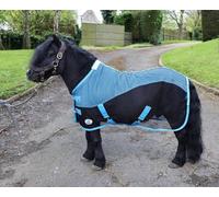 Ruggles Fleece/Mesh Cooler Rug for Shetland Pony, Miniature Horse, Donkey | Ideal for Travel Stable Cooling/drying after Exercise or Bathing (Black/Sky Blue, 3' 3")