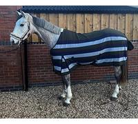 Ruggles Fleece Rug for Horses and Ponies | Smart Versatile Rug Ideal for Shows Competitions Travel Stable Wicking/Cooling after Exercise or Bathing (7', Olive/Navy/Pale Grey Stripe)
