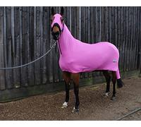 Ruggles Lycra Body Suit for Horse/Pony | Detachable Tail Sleeve | Stretch Under Rug | Ideal for helping to Keep Horse Clean and Plaits in Place (Extra Large, With Ears, Pink)