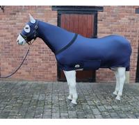 Ruggles Lycra Body Suit for Horse/Pony | Heat Sealed Seams | Detachable Tail Sleeve | Stretch Under Rug | Anti Rub Vest (Medium Without Ears, Navy)