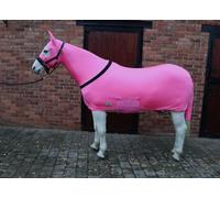 Ruggles Lycra Body Suit for Horse/Pony | Heat Sealed Seams | Detachable Tail Sleeve | Stretch Under Rug | Anti Rub Vest (Small With Ears, Pink)