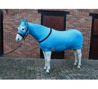 Ruggles Lycra Body Suit for Horse/Pony | Heat Sealed Seams | Detachable Tail Sleeve | Stretch Under Rug | Anti Rub Vest (Small With Ears, Aqua)