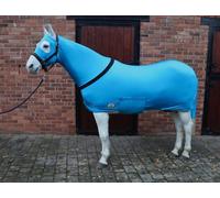 Ruggles Lycra Body Suit for Horse/Pony | Heat Sealed Seams | Detachable Tail Sleeve | Stretch Under Rug | Anti Rub Vest (Large Without Ears, Aqua)