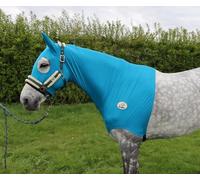 Ruggles Lycra Hood for Horses and Ponies, Chin to Chest Zip, Four way stretch Nylon Lycra, Available With or Without Ears (Teal, Medium With Ears)