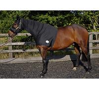 Ruggles Lycra Turnout Hood With Zip and Ears for Horse and Pony | Thicker Water Repellent Lycra | Helps protect from Mud Wind and Wet | Black |Small to XL (Medium, Black)