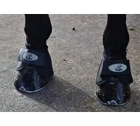 Ruggles No Turn Over Reach Boots for Horses & Ponies | Durable Protective Lightweight Bell Boots | Tough Ballastic Outer (Medium, Black)