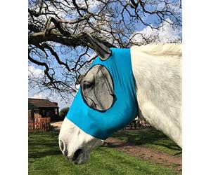 Ruggles Pull On Lycra Fly Mask for Heavy Horse Breeds - Shire Clydesdale Percheron etc | Four Way Stretch Lycra for Ultra Comfort | Excellent Protection from Flies and Insects (Aqua, XXL)