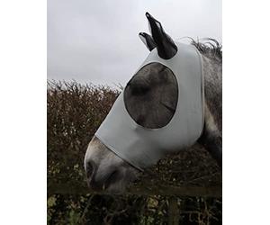 Ruggles Pull On Lycra Fly Mask for Heavy Horse Breeds - Shire Clydesdale Percheron etc | Four Way Stretch Lycra for Ultra Comfort | Excellent Protection from Flies and Insects (Pale Grey, XL)