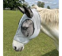 Ruggles Pull On Lycra Fly Mask for Horse And Pony | Mesh Eyes and Ears | 4 Way Stretch for Ultra Comfort No Buckles or Straps (S, Pale Grey)