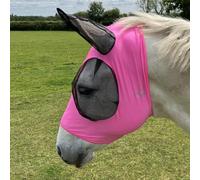 Ruggles Pull On Lycra Fly Mask for Horse And Pony | Mesh Eyes and Ears | 4 Way Stretch for Ultra Comfort No Buckles or Straps (M, Bright Pink)
