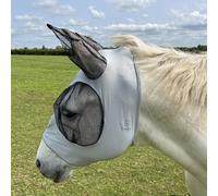 Ruggles Pull On Lycra Fly Mask for Horse And Pony | Mesh Eyes and Ears | 4 Way Stretch for Ultra Comfort No Buckles or Straps (XL, Pale Grey)