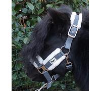 Ruggles Shetland Pony Head Collar With Contrast Faux Fur Trim | Durable, Comfortable and Adjustable | Ideal for Shows, Competitions Travel and Everyday Use (Mini, Navy)