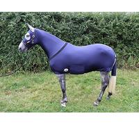 Ruggles Water Repellent Lycra Bodysuit for Horse & Pony | Detachable Tail Sleeve | Stretch Under Rug | Helps Keep Horse/Pony Clean before Shows, Travel or in Stable (Small Without Ears, Navy)