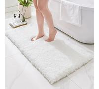 Ruggnovea Bathroom Runner Rug 24x59 White Machine Washable Plush Long Bath Mat Thick Non Slip Bath Rug for Bathroom Floor Large Absorbent Rug for Tub