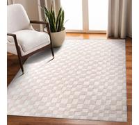 Rugium Plaid Modern Rug, Cream Soft Rug, Rectangle Living Room Rug, Bedroom Rug, Kitchen, Hallway, Dining Room Rug, Embossed Effect (200x290cm)
