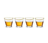 RUGLUSH Heart Shaped Shot Glasses with Gold Rim 4 Pack, Korean Soju Shot Glasses, Clear Heart Shot Glass Set for Soju Whiskey Vodka Espresso Liquor, Drinking Gift for Men and Women, 2oz