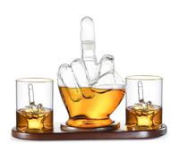 RUGLUSH Middle Finger Whiskey Decanter Set - Wine Container & Middle Finger Glasses for Scotch, Tequila, Brandy, Rum, Bourbon & Alcoholic Drinks - Gift Accessories for Men, Dads, Boyfriends