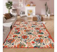 RUGMRZ Anti Slip Bedroom Mats And Rugs 80x160cm,Red Dirt Trapper Door Mats Indoor,Floral Pattern for Back Door,Internal,Under Table