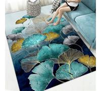 RUGMRZ Area Rug Center rugs living room large 130x190CM entrance indoor Blue. Yellow and gray leaf carpet. Bedroom Carpets mats