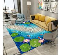 RUGMRZ Cheap+Extra+Large+Carpets Large Bedroom Rugs Boys Carpet For Carpets Tile 120x160CM Machine Washable blue Fish School Lotus Leaf Pattern Is A Must New House Decoration