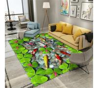 RUGMRZ Clearance Carpets Large Rugs For Sale Kitchen Carpet Washable Gaming Boys Bedroom 170x240CM Christmas Hallway green Fish School Lotus Leaf Pattern Is A Must New House D