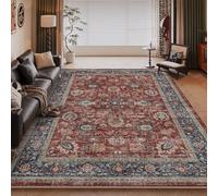 RUGMRZ Easy clean Area Rug For Living Room Red 100x200CM, Plush Retro floral patterns for Hallways,Under Table
