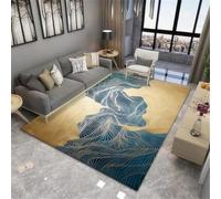 RUGMRZ Entryway Runner Rug Washable+Rugs Bedroom Mats And Carpet Childrens Carpets 130x190CM Kids For Home blue Abstract Art Decorative Stain Resistant Washable Gold