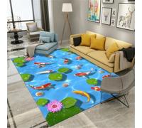 RUGMRZ Extra Large Carpet Rugs Runners Home Childrens Carpets For Bedroom 200x250CM Dressing Room Accessories blue Fish School Lotus Leaf Pattern Is A Must New House Decoration