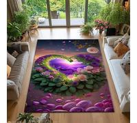 RUGMRZ Gaming Accessories For Room Anti Slip Stain Resistant Washable Heart-Shaped Flower Modern Green Cheap Extra Large Rugs Purple; Outdoor Patios 200X300CM