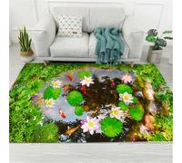 RUGMRZ Gaming Rug For Boys Bedroom Hall Rugs Runners Extra Long Xxl Carpet Washable Carpets Kitchen 50x80CM Runner Hallway green Fish School Lotus Leaf Pattern Is A Must New