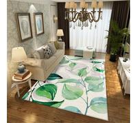 RUGMRZ hallway rug 140x200cm Green grey, Leaf pattern for children's bedroom hallway