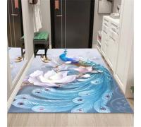 RUGMRZ Heart Ornaments For The Home Machine Washable Rugs Carpet Stairs Carpets Trim 140x200CM Childrens Bedroom blue Peacock Pattern High-End Decoration Living Room Dance White